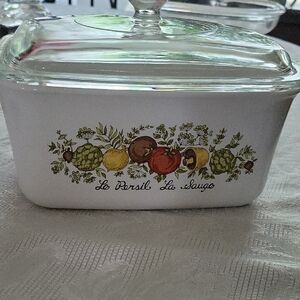 VTG Corning Ware Casserole Dish In "Spice Of Life" Featuring "LePersil La Sauge"